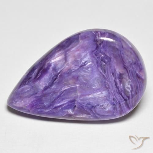 12.72 ct Violet Charoite Stone, Natural Charoite in Pear Cabochon Shape for Sale