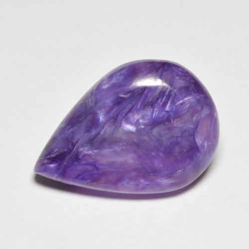 Charoïte Violet pear cabochon 16,5 x 11,6mm De Russie, poids de 5,92 ct, pierre gemme naturelle Non traité de pureté Opaque , 1 pièce de charoite, couleur : Violet pourpre velours, dureté de Mohs de 4.5 à 5, Photo A