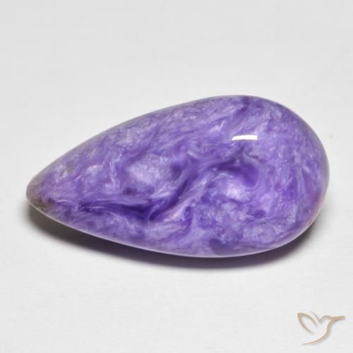 9.67 ct Violet Charoite Stone, Natural Charoite in Pear Cabochon Shape for Sale