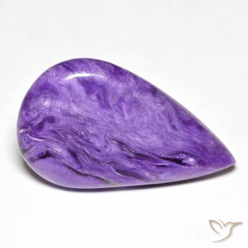 11.71 ct Violet Charoite Stone, Natural Charoite in Pear Cabochon Shape for Sale