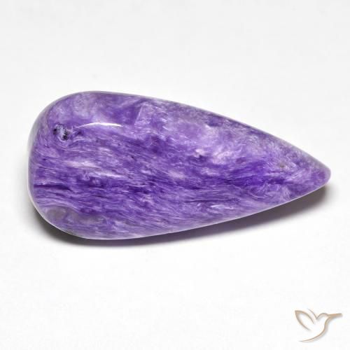 12.77 ct Violet Charoite Stone, Natural Charoite in Pear Cabochon Shape for Sale