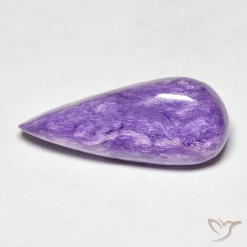 21,4 x 9mm Charoite viola Cabochon pera dalla Russia, peso di 7,17 ct, pietra preziosa naturale non trattati in purezza Opaque, Charoite 1pz - il colore è Viola Chiaro Viola, durezza Mohs di 4,5 - 5, Photo A
