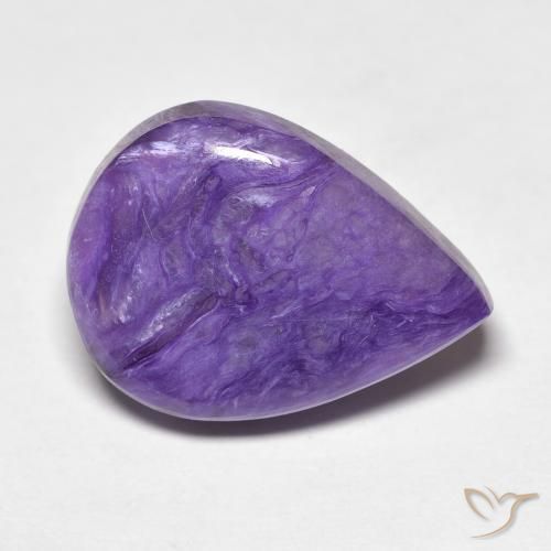 7.61 ct Violet Charoite Stone, Natural Charoite in Pear Cabochon Shape for Sale