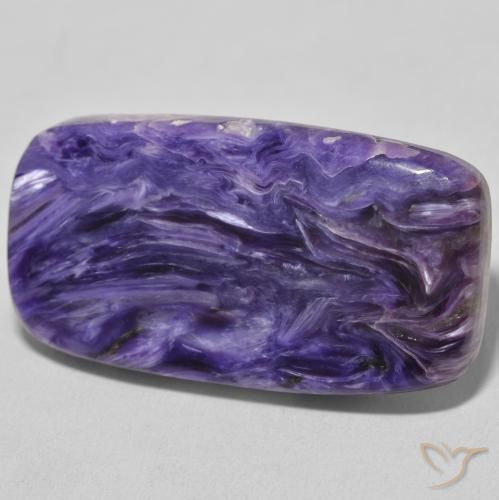 35.16 ct Violet Charoite Stone, Natural Charoite in Cushion Cabochon Shape for Sale