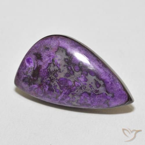 21.47 ct Violet Charoite Stone, Natural Charoite in Pear Cabochon Shape for Sale