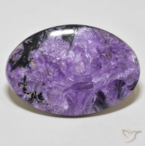 38.49 ct Violet Charoite Gemstone, Charoite Gem in Oval Cabochon Shape for Sale.