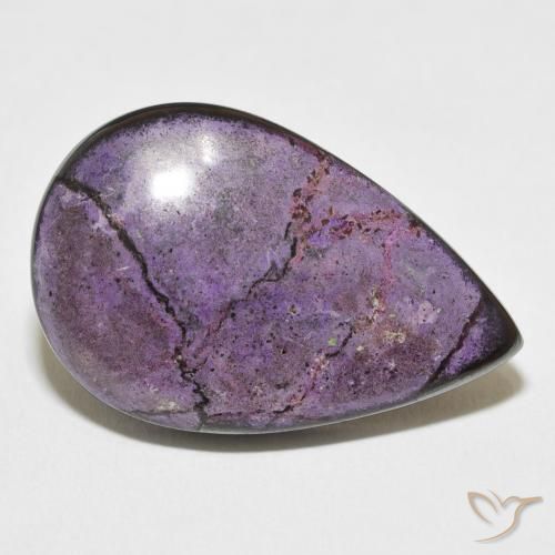 27.14 ct Violet Charoite Stone, Natural Charoite in Pear Cabochon Shape for Sale