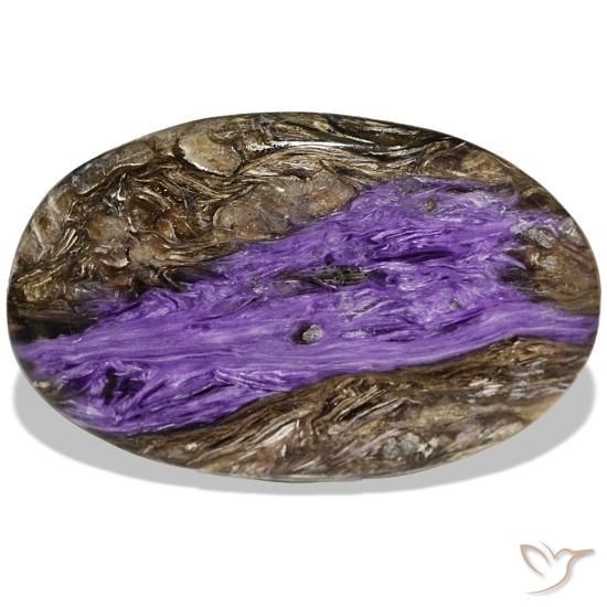 52.72 ct Violet Charoite Gemstone, Charoite Gem in Pear Cabochon Shape for Sale.