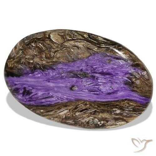 52.72 ct Violet Charoite Stone, Natural Charoite in Pear Cabochon Shape for Sale