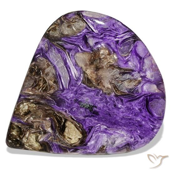80.16 ct Violet Charoite Gemstone, Charoite Gem in Pear Cabochon Shape for Sale.