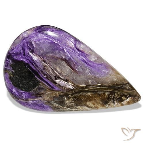 53.10 ct Violet Charoite Stone, Natural Charoite in Pear Cabochon Shape for Sale