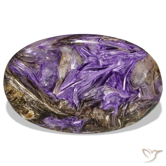 51.52 ct Violet Charoite Gemstone, Charoite Gem in Oval Cabochon Shape for Sale.