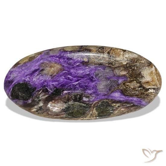 51.81 ct Violet Charoite Gemstone, Charoite Gem in Oval Cabochon Shape for Sale.