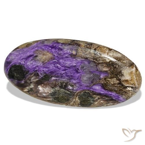 51.81 ct Violet Charoite Stone, Natural Charoite in Oval Cabochon Shape for Sale
