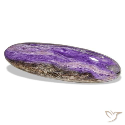 23.32 ct Violet Charoite Stone, Natural Charoite in Oval Cabochon Shape for Sale