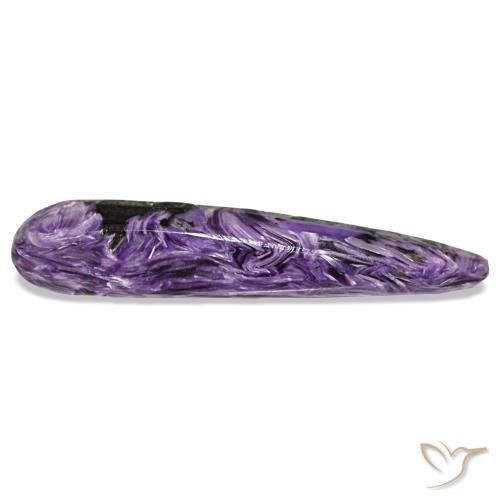 12.66 ct Violet Charoite Gemstone, Charoite Gem in Pear Cabochon Shape for Sale.