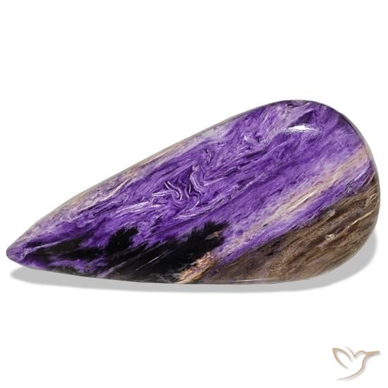 39.61 ct Violet Charoite Gemstone, Charoite Gem in Pear Cabochon Shape for Sale.