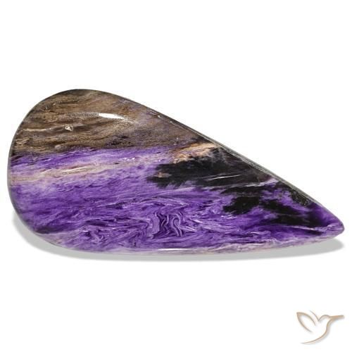 39.61 ct Violet Charoite Stone, Natural Charoite in Pear Cabochon Shape for Sale
