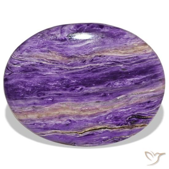 37.34 ct Violet Charoite Gemstone, Charoite Gem in Oval Cabochon Shape for Sale.