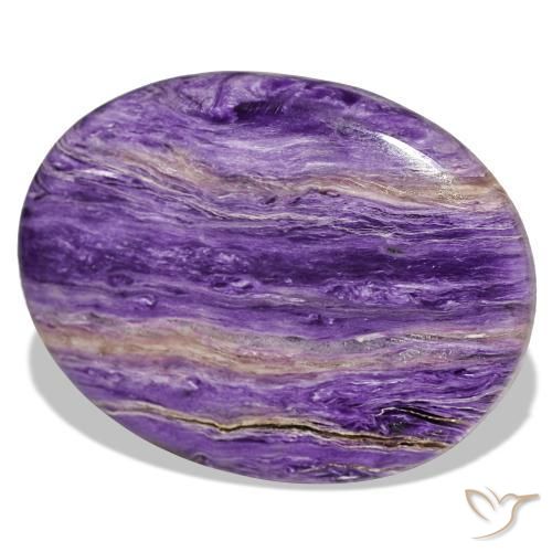 37.34 ct Violet Charoite Stone, Natural Charoite in Oval Cabochon Shape for Sale
