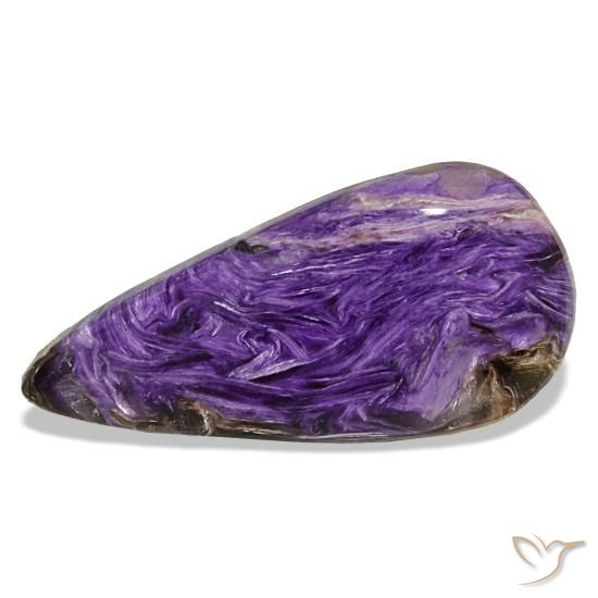 19.48 ct Violet Charoite Gemstone, Charoite Gem in Pear Cabochon Shape for Sale.