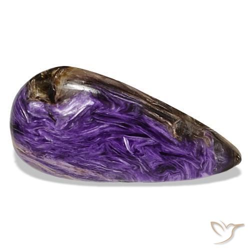 19.48 ct Violet Charoite Stone, Natural Charoite in Pear Cabochon Shape for Sale