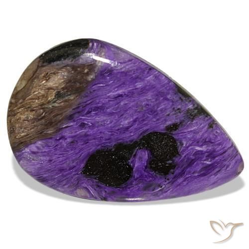 34.66 ct Violet Charoite Stone, Natural Charoite in Pear Cabochon Shape for Sale