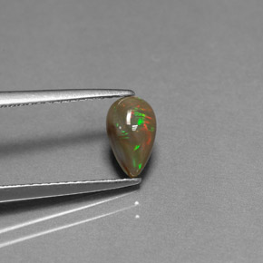 0.61 ct Multicolor Chocolate Opal Gemstone, Chocolate Opal Gem in Pear Cabochon Shape for Sale.