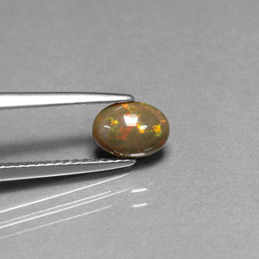 0.46 ct Multicolor Chocolate Opal Stone, Natural Chocolate Opal in Oval Cabochon Shape for Sale