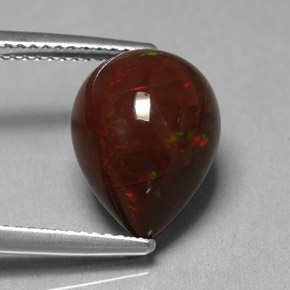 5.45 ct Multicolor Chocolate Opal Gemstone, Chocolate Opal Gem in Pear Cabochon Shape for Sale.