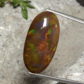 7.66 ct Multicolor Chocolate Opal Gemstone, Chocolate Opal Gem in Oval Cabochon Shape for Sale.