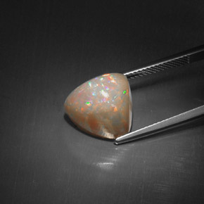 6.51 ct Multicolor Chocolate Opal Gemstone, Chocolate Opal Gem in Trillion Cabochon Shape for Sale.