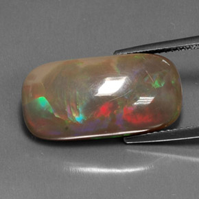 6.36 ct Multicolor Chocolate Opal Gemstone, Chocolate Opal Gem in Cushion Cabochon Shape for Sale.