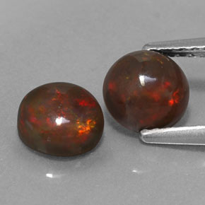 1.25 ct Multicolor Chocolate Opal Gemstone, Chocolate Opal Gem in Round Cabochon Shape for Sale.