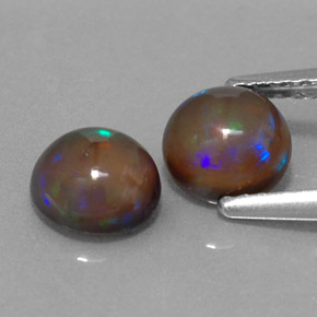 1.10 ct Multicolor Chocolate Opal Gemstone, Chocolate Opal Gem in Round Cabochon Shape for Sale.