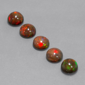3.11 ct Multicolor Chocolate Opal Gemstone, Chocolate Opal Gem in Round Cabochon Shape for Sale.