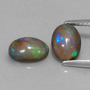 1.48 ct Multicolor Chocolate Opal Gemstone, Chocolate Opal Gem in Oval Cabochon Shape for Sale.