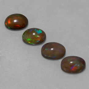 3.76 ct Multicolor Chocolate Opal Gemstone, Chocolate Opal Gem in Oval Cabochon Shape for Sale.