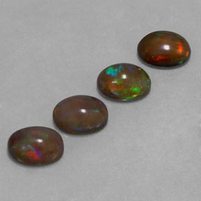 3.76 ct Multicolor Chocolate Opal Stone, Natural Chocolate Opal in Oval Cabochon Shape for Sale