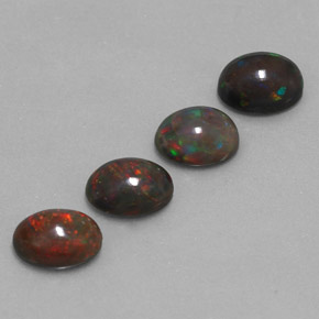 3.38 ctw Multicolor Chocolate Opal Stones, Natural Chocolate Opal in Oval Cabochon Shape for Sale