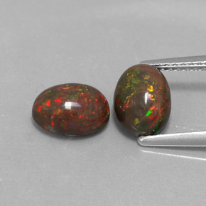 1.88 ct Multicolor Chocolate Opal Gemstone, Chocolate Opal Gem in Oval Cabochon Shape for Sale.