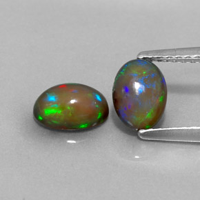 0.94 ct Multicolor Chocolate Opal Gemstone, Chocolate Opal Gem in Oval Cabochon Shape for Sale.