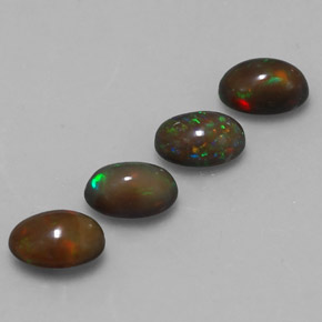 2.14 ctw Multicolor Chocolate Opal Stones, Natural Chocolate Opal in Oval Cabochon Shape for Sale