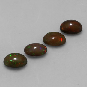 1.88 ctw Multicolor Chocolate Opal Stones, Natural Chocolate Opal in Oval Cabochon Shape for Sale
