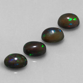 2.56 ctw Multicolor Chocolate Opal Stones, Natural Chocolate Opal in Oval Cabochon Shape for Sale