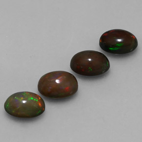 2.29 ctw Multicolor Chocolate Opal Stones, Natural Chocolate Opal in Oval Cabochon Shape for Sale