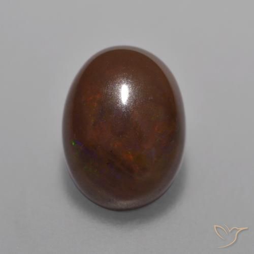 1.01 ct Multicolor Chocolate Opal Stone, Natural Chocolate Opal in Oval Cabochon Shape for Sale