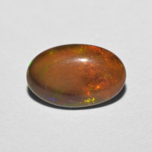 Multicolore Opale Chocolat gemme - 0.4ct Ovale Cabochon (ID: 573111)