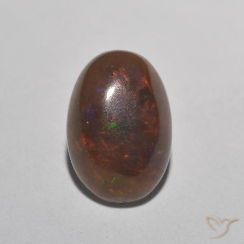 0.91ct Natural Multicolor Chocolate Opal, Oval, Translucent