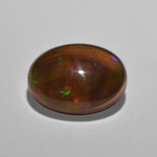 Multicolore Opale Chocolat gemme - 1.2ct Ovale Cabochon (ID: 573435)